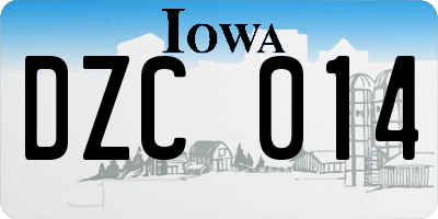 IA license plate DZC014