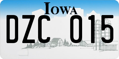 IA license plate DZC015