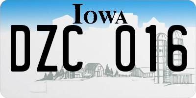 IA license plate DZC016