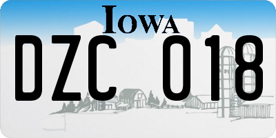 IA license plate DZC018