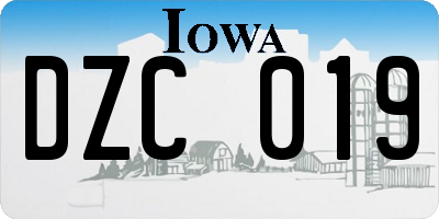 IA license plate DZC019