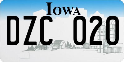 IA license plate DZC020