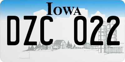 IA license plate DZC022