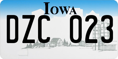 IA license plate DZC023