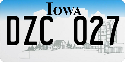 IA license plate DZC027