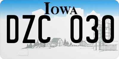 IA license plate DZC030