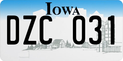 IA license plate DZC031