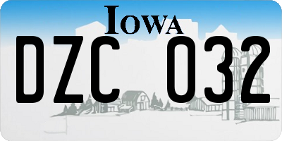 IA license plate DZC032
