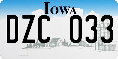 IA license plate DZC033