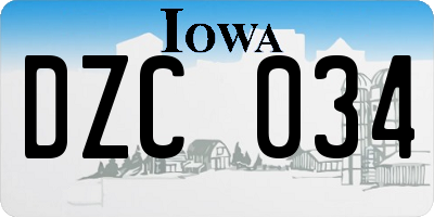 IA license plate DZC034