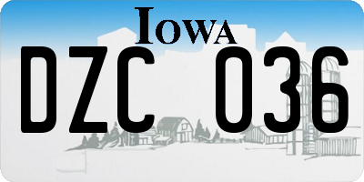 IA license plate DZC036