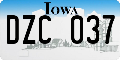 IA license plate DZC037