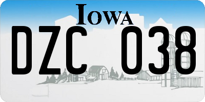 IA license plate DZC038