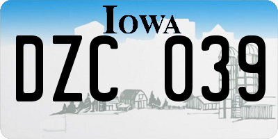 IA license plate DZC039