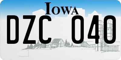 IA license plate DZC040