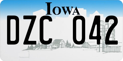 IA license plate DZC042