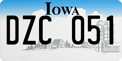 IA license plate DZC051