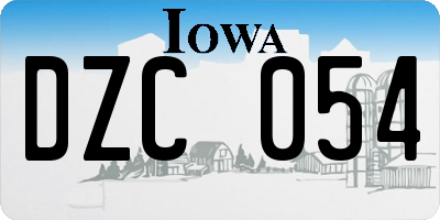 IA license plate DZC054