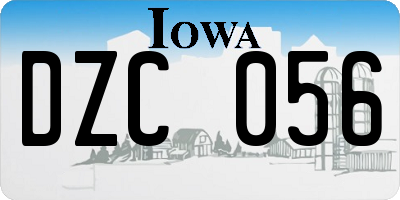 IA license plate DZC056