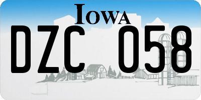 IA license plate DZC058