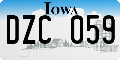 IA license plate DZC059