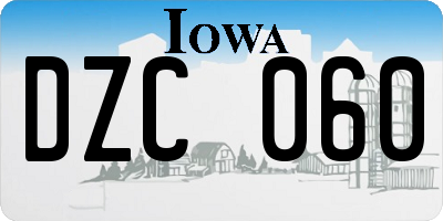 IA license plate DZC060