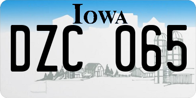 IA license plate DZC065