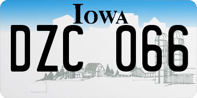 IA license plate DZC066