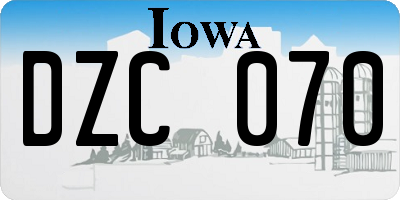 IA license plate DZC070