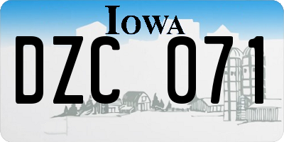 IA license plate DZC071