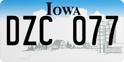 IA license plate DZC077