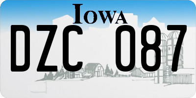 IA license plate DZC087