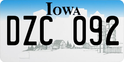 IA license plate DZC092