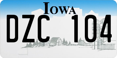 IA license plate DZC104