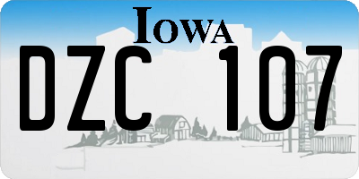 IA license plate DZC107