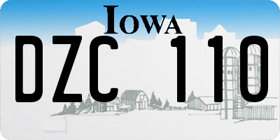 IA license plate DZC110