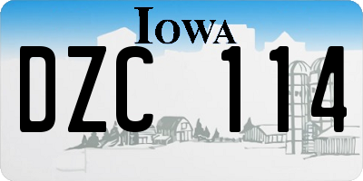 IA license plate DZC114
