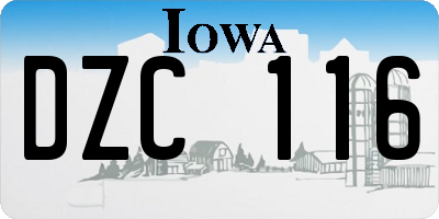 IA license plate DZC116