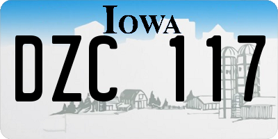 IA license plate DZC117