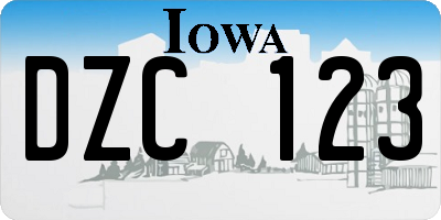 IA license plate DZC123