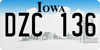 IA license plate DZC136