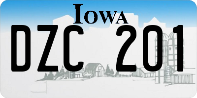 IA license plate DZC201