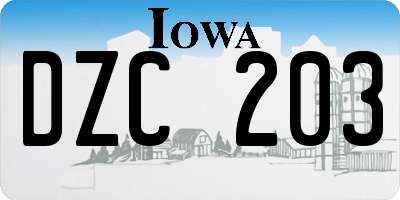 IA license plate DZC203