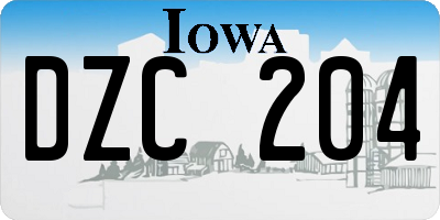 IA license plate DZC204