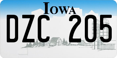 IA license plate DZC205