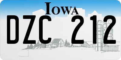 IA license plate DZC212