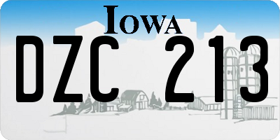 IA license plate DZC213