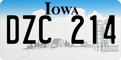 IA license plate DZC214