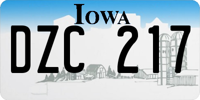 IA license plate DZC217