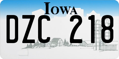 IA license plate DZC218